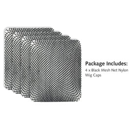Yamel Mesh Wig Cap Net, 4 Pieces Hair Mesh Net Wig Caps, Liner Weaving Caps for Women, Men, Kids Black