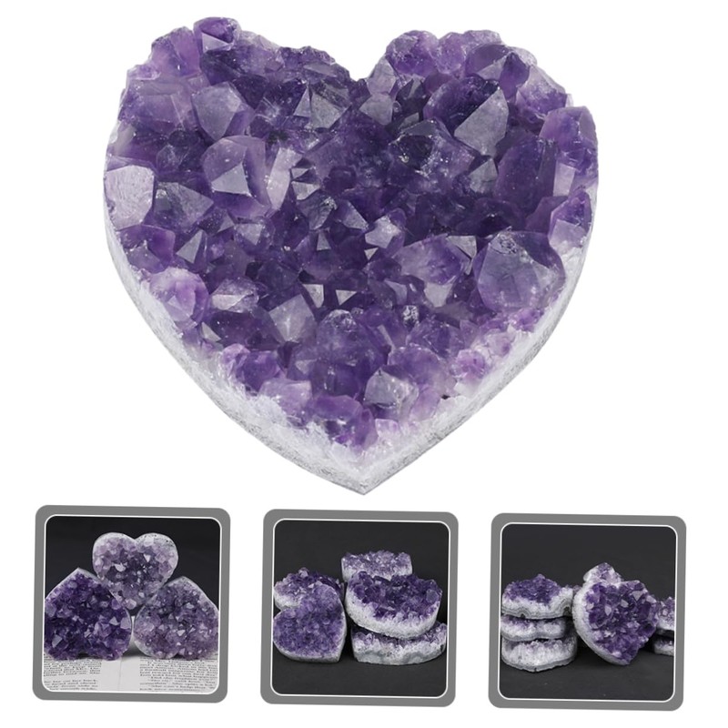 Ipetboom Natural Amethyst Heart Shaped Crystal Stone Decoration Unique Desk