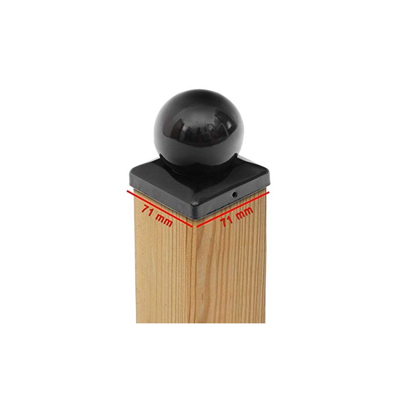 2 x Post Caps Ball Steel Black Powder Coated 71