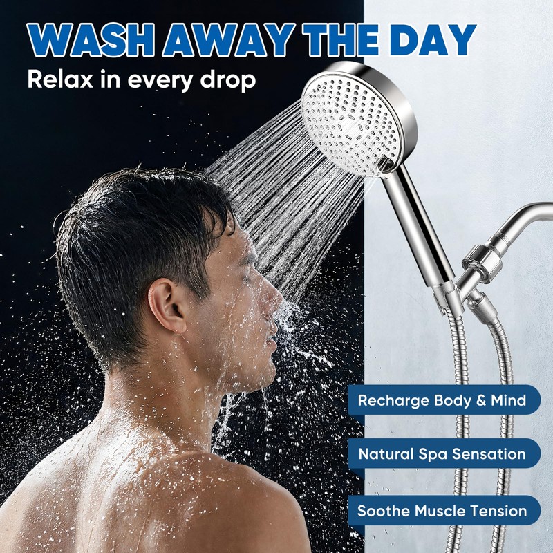 Cobbe® All Metal Handheld Shower Head, 3 Spray Settings, Mirror