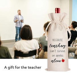 Teacher Thank You Gifts for Teachers Teacher Funny Wine Bottle Bag for Teacher Appreciation Birthday Gifts for Teacher Teachers Day Gift for Science Pe Teacher Wine Gift Bag for Gym Art Teacher