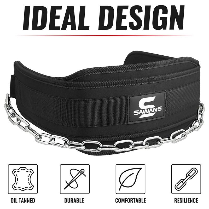 Dip Belt with 36 Inches Heavy Duty Bodybuilding Weight Lifting