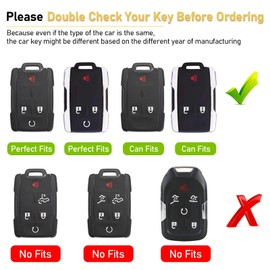 Sucxyor Compatible with 2014-2018 GMC Sierra Chevy Silverado Key Fob Cover,2015-2022 Canyon Colorado Key Fob Cover,Key Fob Case for Silverado Sierra 1500 2500 3500,Metal Shell Soft Silicone 4 Button