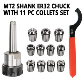 Precision MT2 Shank ER32 Chuck with 11 PC Spring Steel Collets Set 1/8" -3/4" for CNC Milling Lathe Machine