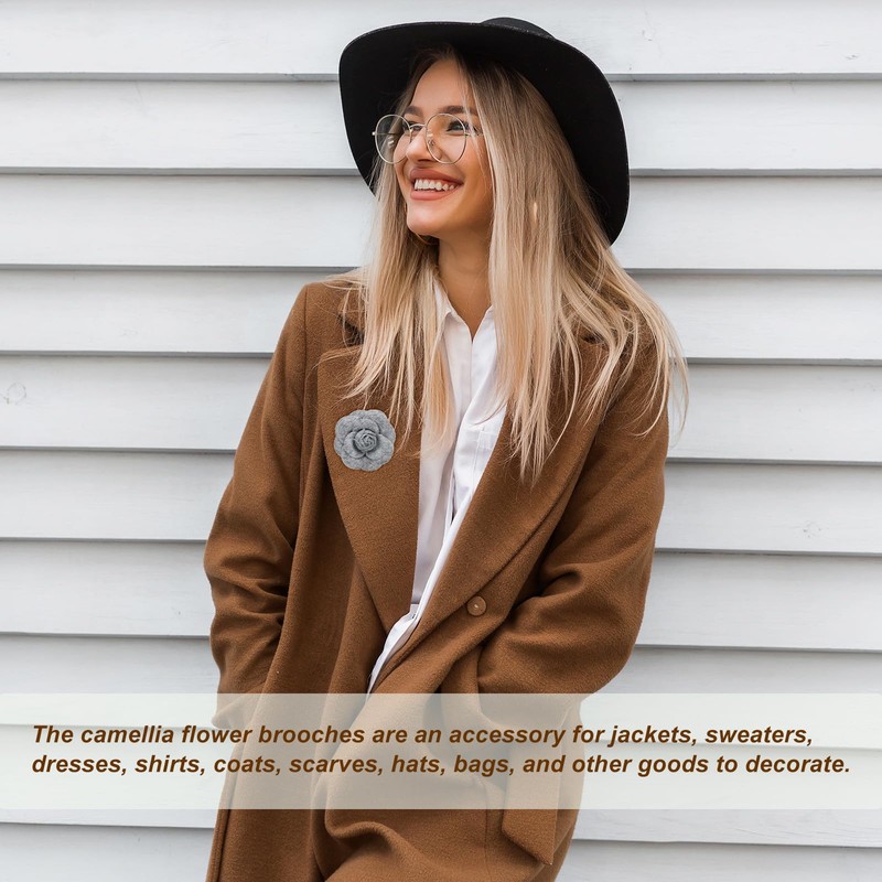 PATIKIL Camellia Fabric Pin, 2 Pcs Flower Brooch Artificial Flowers