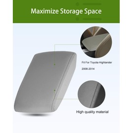 UMISHI Center Console Armrest Cover Lid kit Compatible with 2008 2009 2010 2011 2012 2013 Toyota Highlander (Grey)