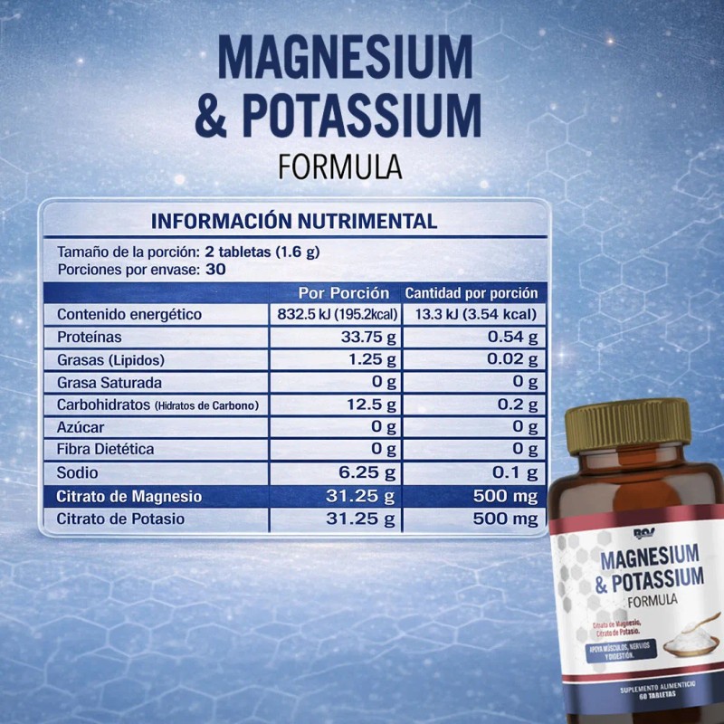 Citrato Magnesio Potasio Tabletas 60tab Sabor
