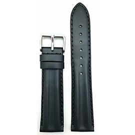 20mm Black Genuine Leather Watchband | Semi-Oily, Twin Padded, Stylish Replacement Wrist Watchstrap that brings New Life to Any Watch (Mens Standard Length)