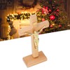 Crucifix Table Cross Hand Crafted Light Brown Durable Beech Metal