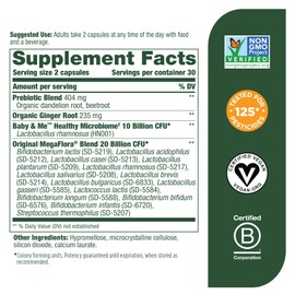 MegaFood, MegaFlora for Baby & Me, Probiotic Supplement for Mother and Child with 30 Billion CFU, 30 Servings Capsules, 60 Count (Pack of 1)