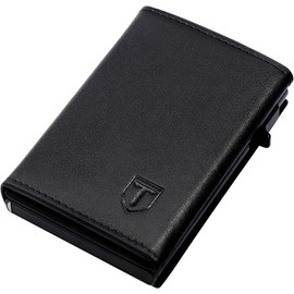 TENBST Men's Slim Wallet with Coin Compartment-5, black, Classic