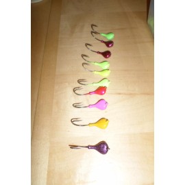 T & A Jigs Lot of 50 JIG HEADS 3/4 oz Mixed Colors 4/0 Hook  50 Jigs Sparkie Head FREESHIP