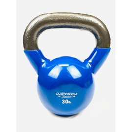 Rainforest Basics Vinyl Coated Cast Iron Kettlebell Weight 30LB Blue color