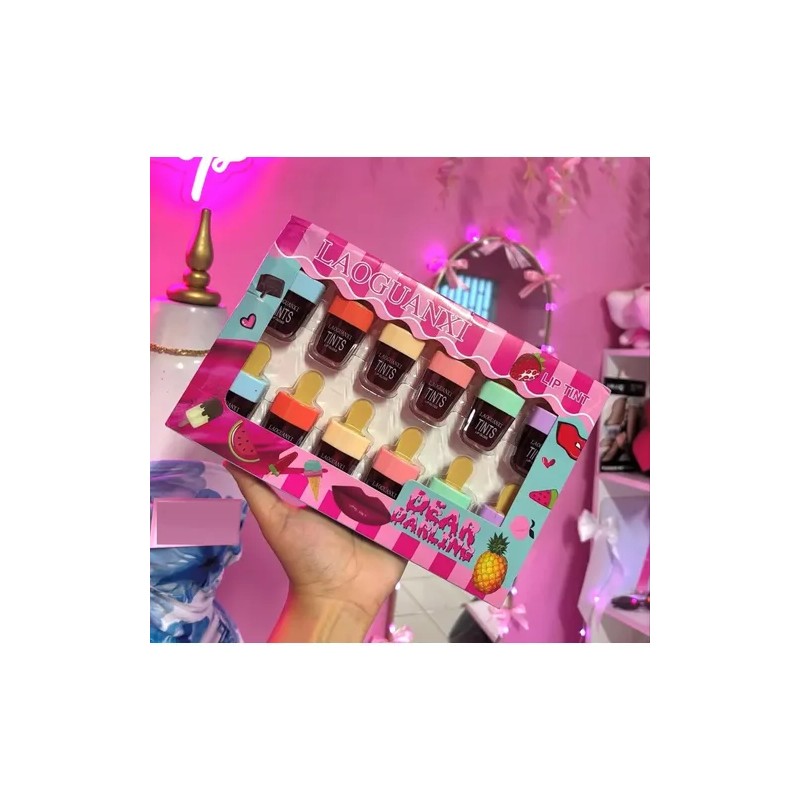 12 Tintas Labiales Forma De Paleta Larga Duración Lip Tint