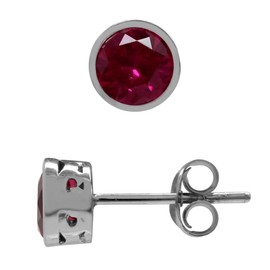 Silvershake 5MM Petite Created Red Ruby 925 Sterling Silver Filigree Stud Earrings July Birthstone