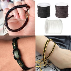 1 Rpll 70M Braided Beading Thread,1MM Black Nylon Beading Cord,for Beading Jewellery Bracelets Making