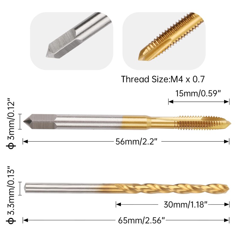 M4 x 0.7 Spiral Point Thread Tap with 3.3mm Twist