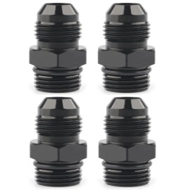 USA (4) ORB-8 O-Ring Boss -8AN to -8AN Male Adapter Fitting Straight Black Anodized