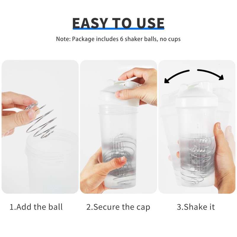 BooMetCheer 6 Pcs Multi-Size Shaker Balls for Protein Shakes,Milkshake and