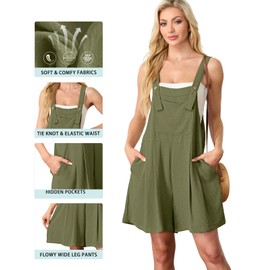 IWOLLENCE Jumpsuit for Women Summer Wide Leg Overall Shorts Adjustable Straps Maternity Jumpsuit with Pockets Green L