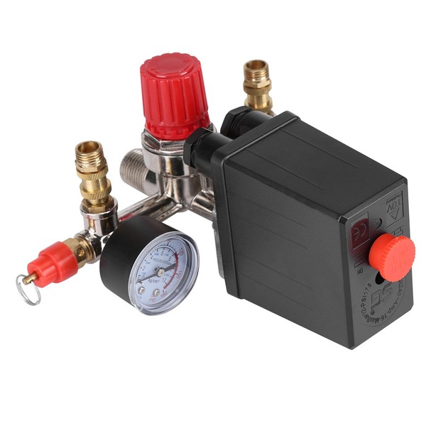 Fdit Air Compressor Pressure Switch Gauge Double Safety Valve Pressure
