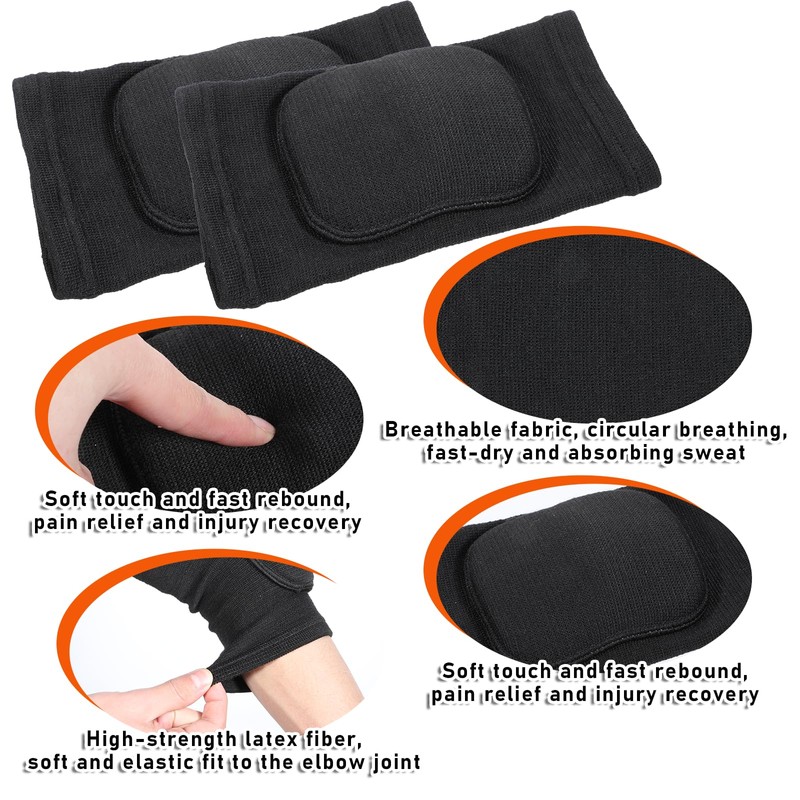 LIQWEI 1 Pair Volleyball Elbow Pads, Black Arm Brace Ventilate
