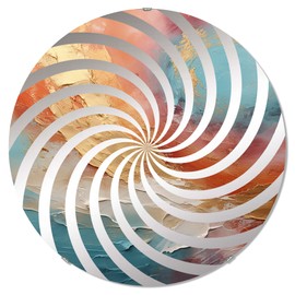 Desert Mirage Spiral in Gold and Pink II - Abstract Spirals Vortex Abstract - 32 Inches - Round Decorative Wall Mirror for Bathroom, Bedroom, Entryway, Living Room, Vanity Room and Modern Décor