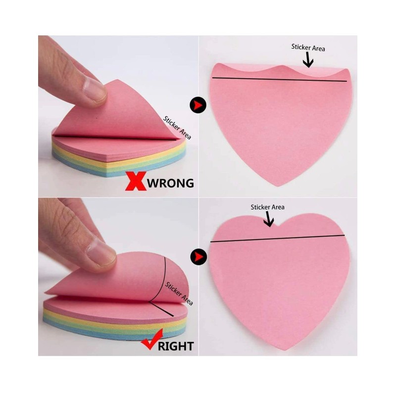 GUMTAPE Heart Shape Sticky Notes 76 mm x 76mm, 100
