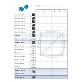 DiceCupFlex Dice Game Pad DIN A6 with 50 Pages Dice Pad, Game Pad, Replacement Pad Design (2 Pieces, Blue)