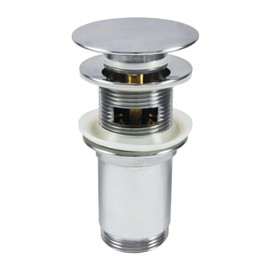 Drain Fitting for Sink with and without Overflow, Click-Clack Valve with Extra Large 68 mm Diameter, Universal for Washbasins and Bidets, Pop Up Drain Valve, Chrome