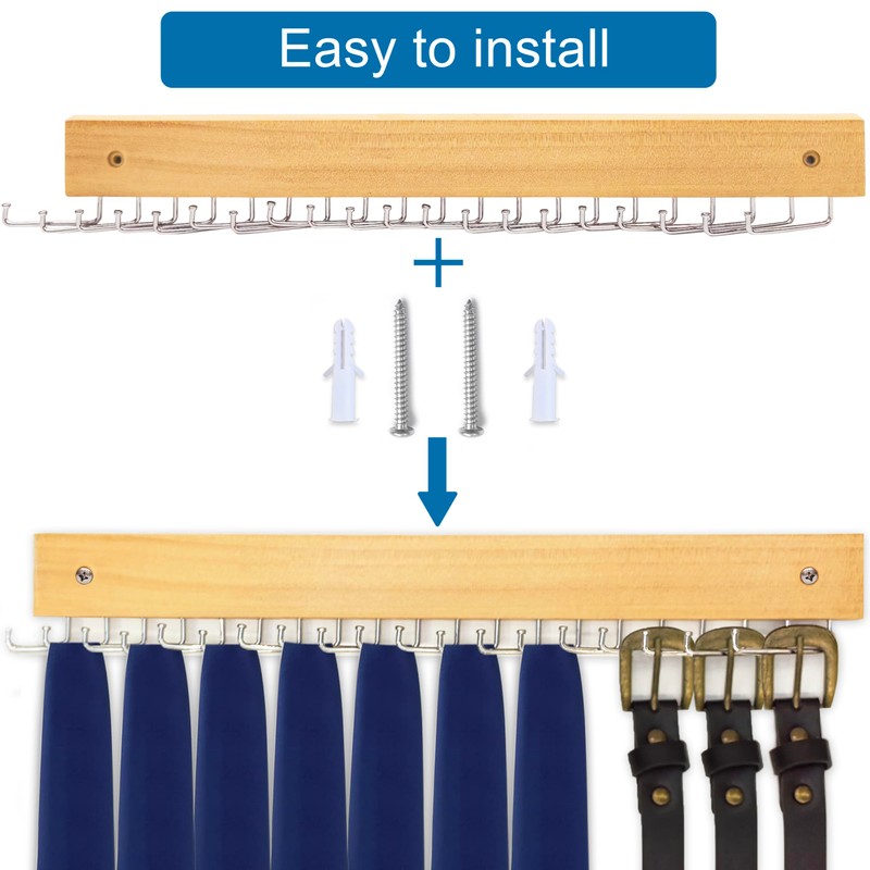 CENZICOM Tie Rack Wall Mounted, 360°Rotating Tie Hanger Belt Organizer
