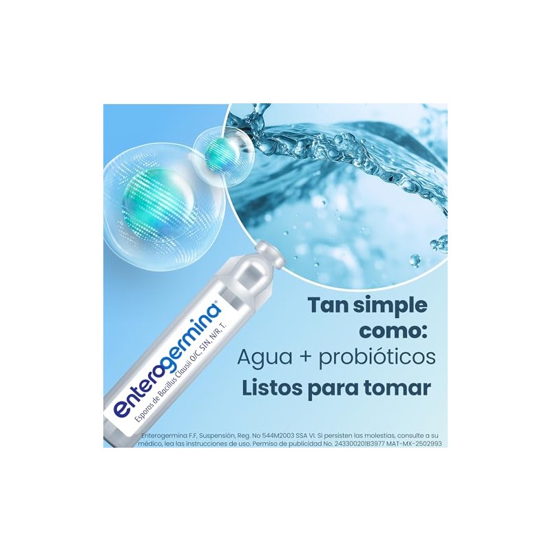 Enterogermina 2 PCK4B, probiótico que alivia malestar digestivo,10 amps.