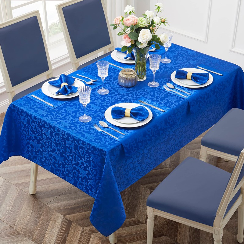 HommxJF 4 Pieces Scroll Damask Jacquard Royal Blue Placemats,13 x