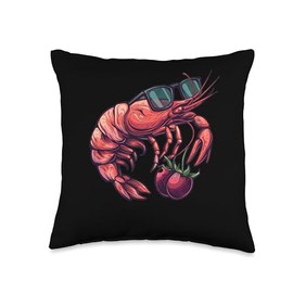 Cherry Shrimp With Sunglasses Throw Pillow