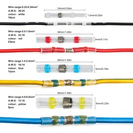 Yoicn Lth 50pcs Solder Seal Wire Connectors Waterproof Heat Shrink Electrical Wire Butt Terminals Non Slip Assorted Insulated Wire Connectors for Marine Vehicle Electrical Engineering (50 pcs)