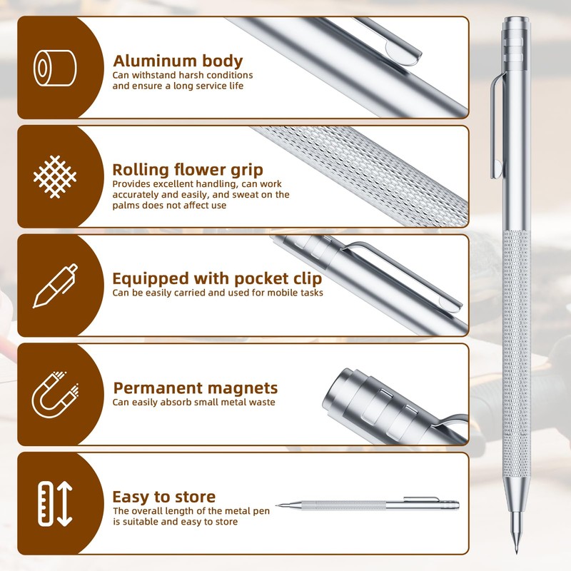 GCHMDE 5-Pack Tungsten Carbide Scriber, Metal Scribe Tool with 25