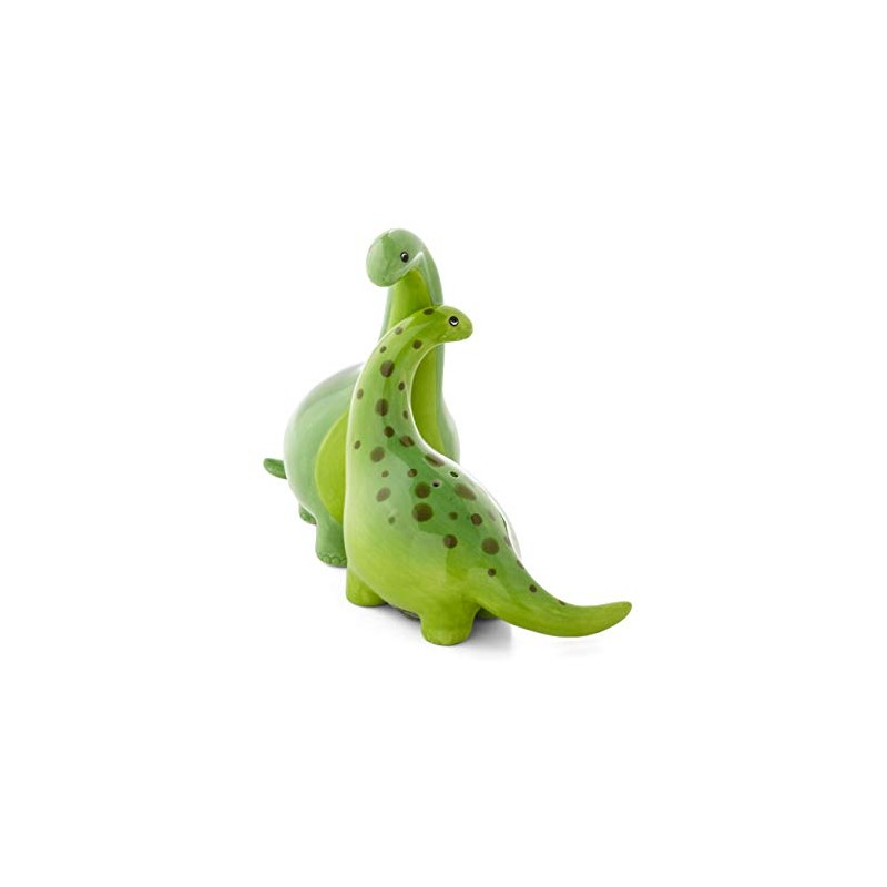Green Brontosaurus Dinosaur Salt & Pepper Shaker Set, 3.75 Inches,