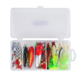 RoseFlower Fishing Lure Set Mixed Universal Artificial Topwater Fish Lure Soft Baits Kits Including Spinning Lure, Plastic Worm, hooks, Swivels and Storage Box - Freshwater Saltwater Fishing Equipment