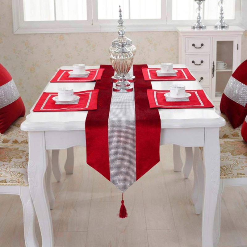 LCHULLE Table Runner / Tablecloth with Gemstones 210 x 33