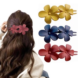 Hair Clip, Flower Shape, Set of 3, Half-up, Hair Clip, Matt, Flower Motif, Hair Clip, Large, Stylish, Women's, Hair Accessories, Simple, Korean Style, Hair Ornament, Mat, Flower Motif, Cute, Everyday