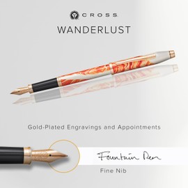 Cross Wanderlust Refillable Fountain Presented in a Luxury Gift Box - Medium Point, Black Ink,