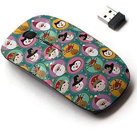 2.4G Wireless Mouse with Cute Pattern Design for All Laptops and Desktops with Nano Receiver - Christmas Clock Santa Deer