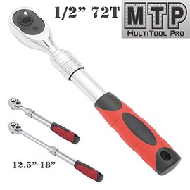 MTP 1/2" Extend Handle Ratchet Wrench 72 Teeth Heavy Duty Extending Telescopic Quick Release Ratchet Socket Wrench Tool torque