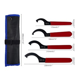 HFS(R) Hook Wrench 38-42mm 4pcs APU16 ER32 ER40 ER32 ER32 C Spanner Car Tuning Ring Nut Tighten Loose Lock Nut Suspension Repair Flexible Hook Spanner