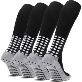 Ultrafun 4 Pairs Grip Soccer Socks Non Slip Knee High Compression Soccer Football Socks (4Pairs-Black)