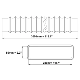 220 x 55 mm - 3 m flat channel PVC exhaust hose - hose - extractor - exhaust air for air conditioners, tumble dryers, extractor hood dryer accessories