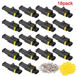 QitinDasen 18 Set 2 Pin Waterproof Car Electrical Connectors, Sealed Waterproof Electrical Connector Plug Socket Kit, for Car Truck Boat