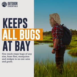 OutdoorEssentials Mosquito Bug Head Net - Face Netting Protection Against Mosquitoes, Gnats, Midges While Fishing or Camping - Midge Nets Mesh Protection for Men & Women - 2 Pack