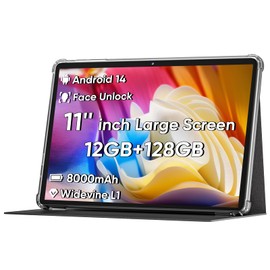 2025 Upgraded Android 14 Tablet, 11inch Tablet PC,Support Face Unlock, Octa-core CPU,12GB+128GB+1TB Expand, 8000mAh Big Battery, 18W Fast Charging, WiFi6, BT5.0,Touchscreen Display Tableta with Case