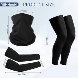 10 Pcs Leg Sleeve Set, 2 Colors Full Length Leg Sleeves with Neck Gaiter and Arm Sleeve, Cooling Arm Cover Sports Cycling Leg Warmers Neck Scarf for Running Basketball Football Cycling